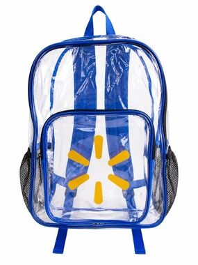 Walmart Official Associate Clear Backpack Blue Trim Transparent PVC